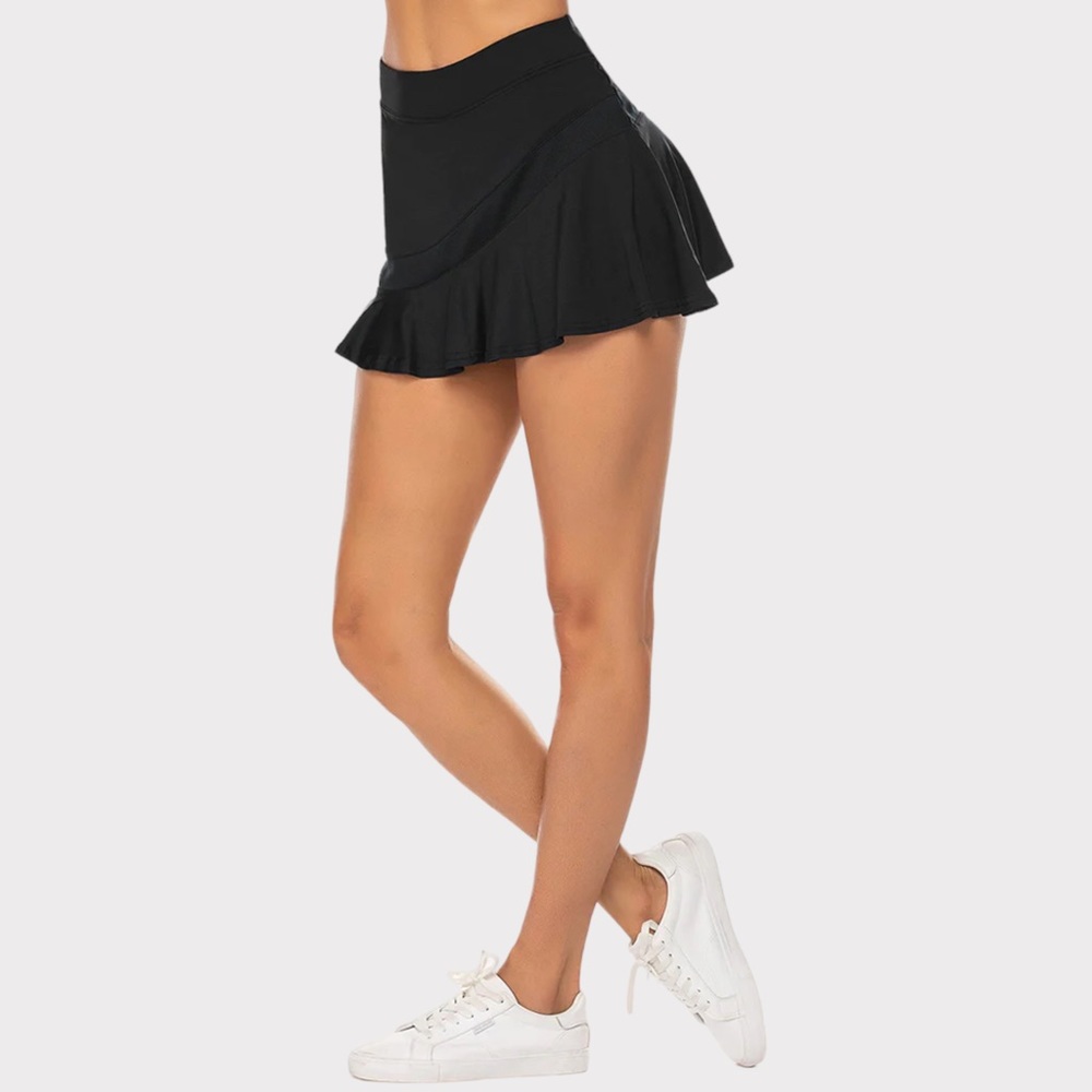 Ekouaer - A-Line Pleated Tennis Skirt - Black - Size XXL